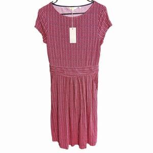 BODEN Amelia Jersey Knit Dress Pink Blue White Geo Amelie J0326 Sz 6R US NWT